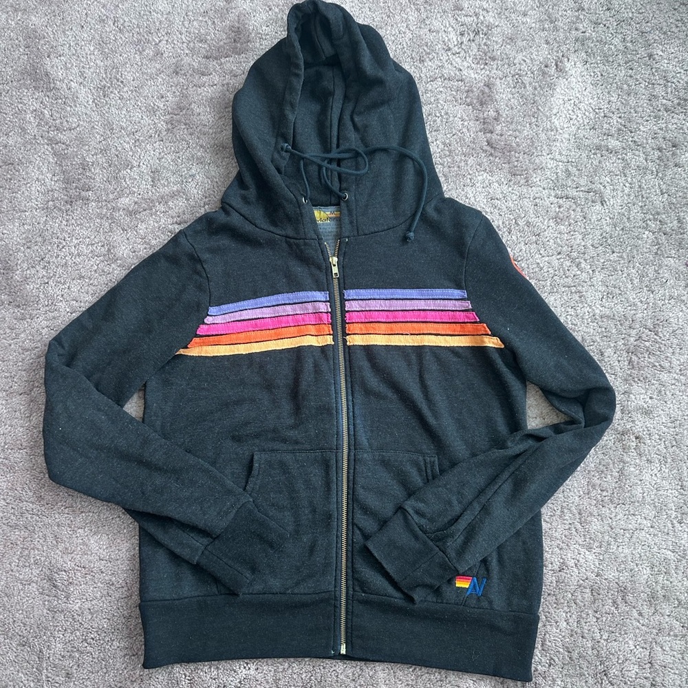Aviator Nation X Disney Animal Kingdom 5 Stripe Charcoal Hoodie Size Medium